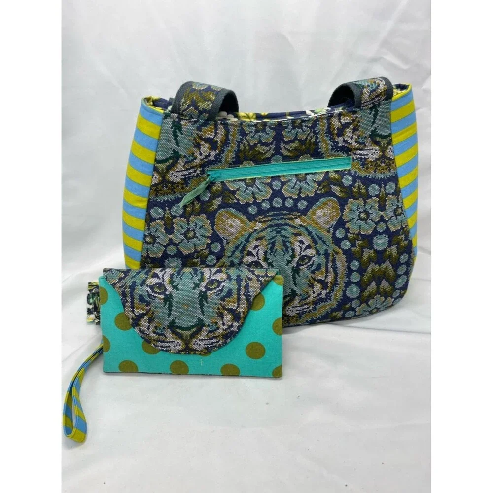 Tula Pink Free Spirit Eden Lotus in Midnight Tiger Tote Bag and Wallet